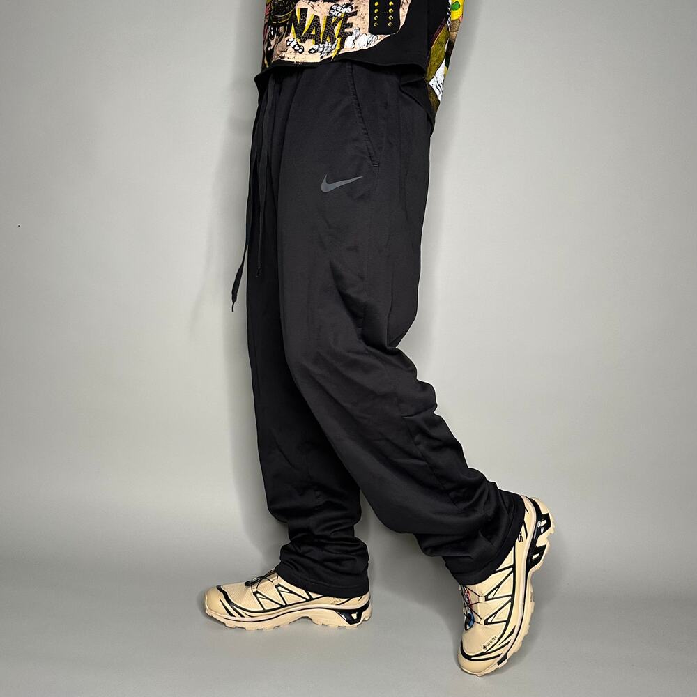 Vintage Y2K Nike Sweatpants Mens 2XL Baggy Wide Leg Black Grey Swoosh Polyester